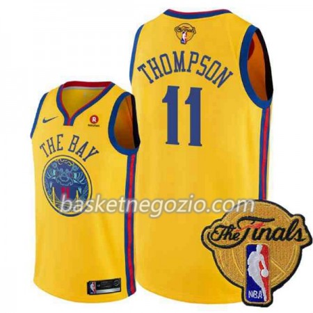 Canotte Uomo Golden State Warriors Klay Thompson 11 2018 NBA Finals Patch Nike Giallo City Edition Swingman